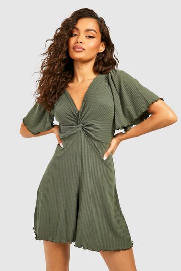 Green Twist Front Flippy Romper