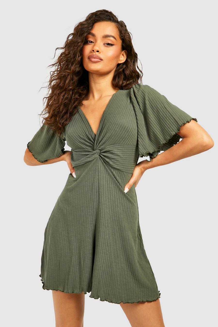Green Twist Front Flippy Playsuit image number 1