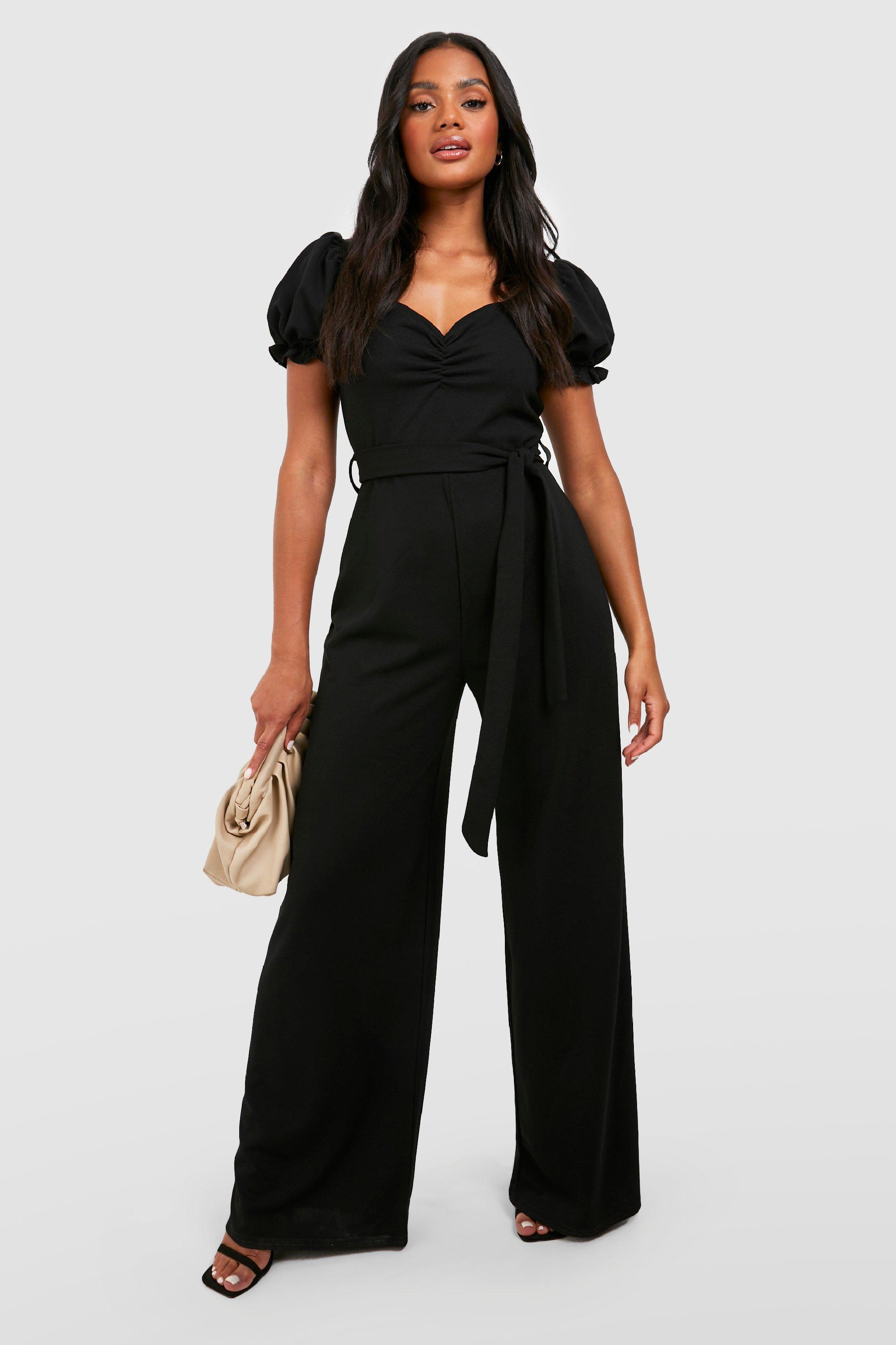 Black jumpsuit store tie waist