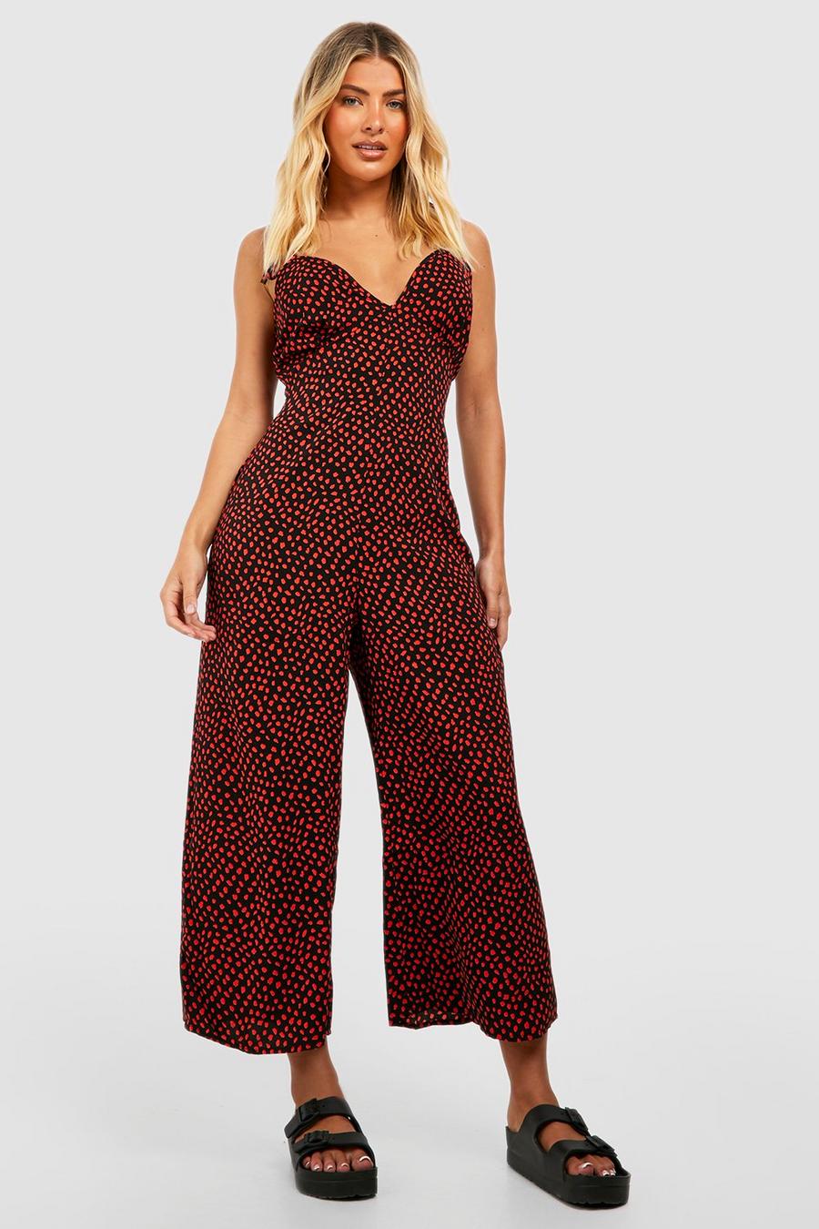 Black Trapeze Style Printed Jumpsuit