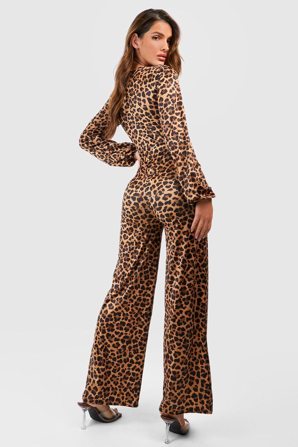 Boohoo leopard print jumpsuit deals