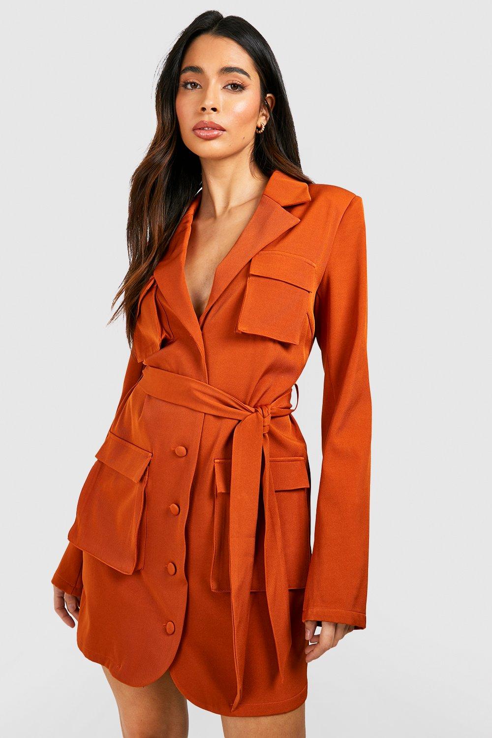 Orange store utility dress