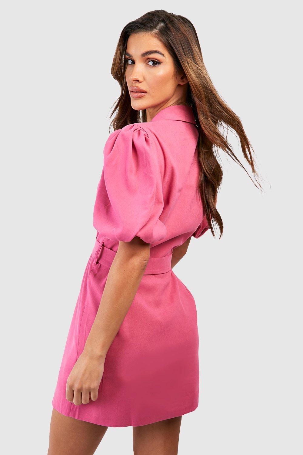 Pink balloon sleeve outlet dress