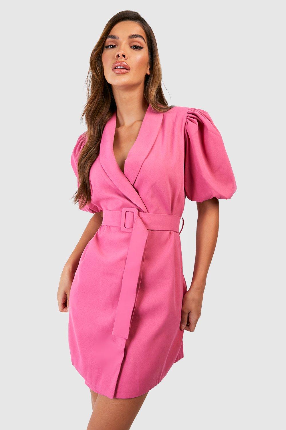 Boohoo pink blazer dress sale