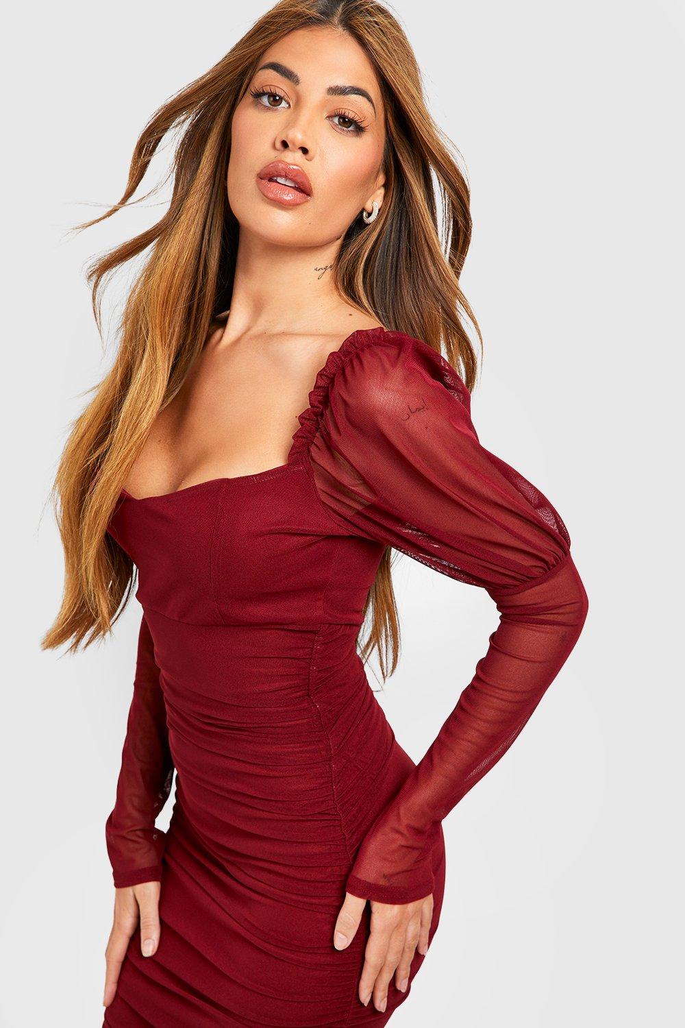 Boohoo wine outlet dress