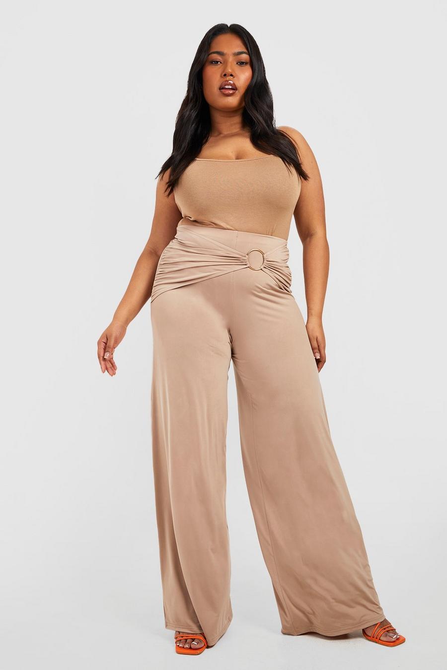 Stone Plus Slinky Ring Detail Wide Leg Trouser  image number 1