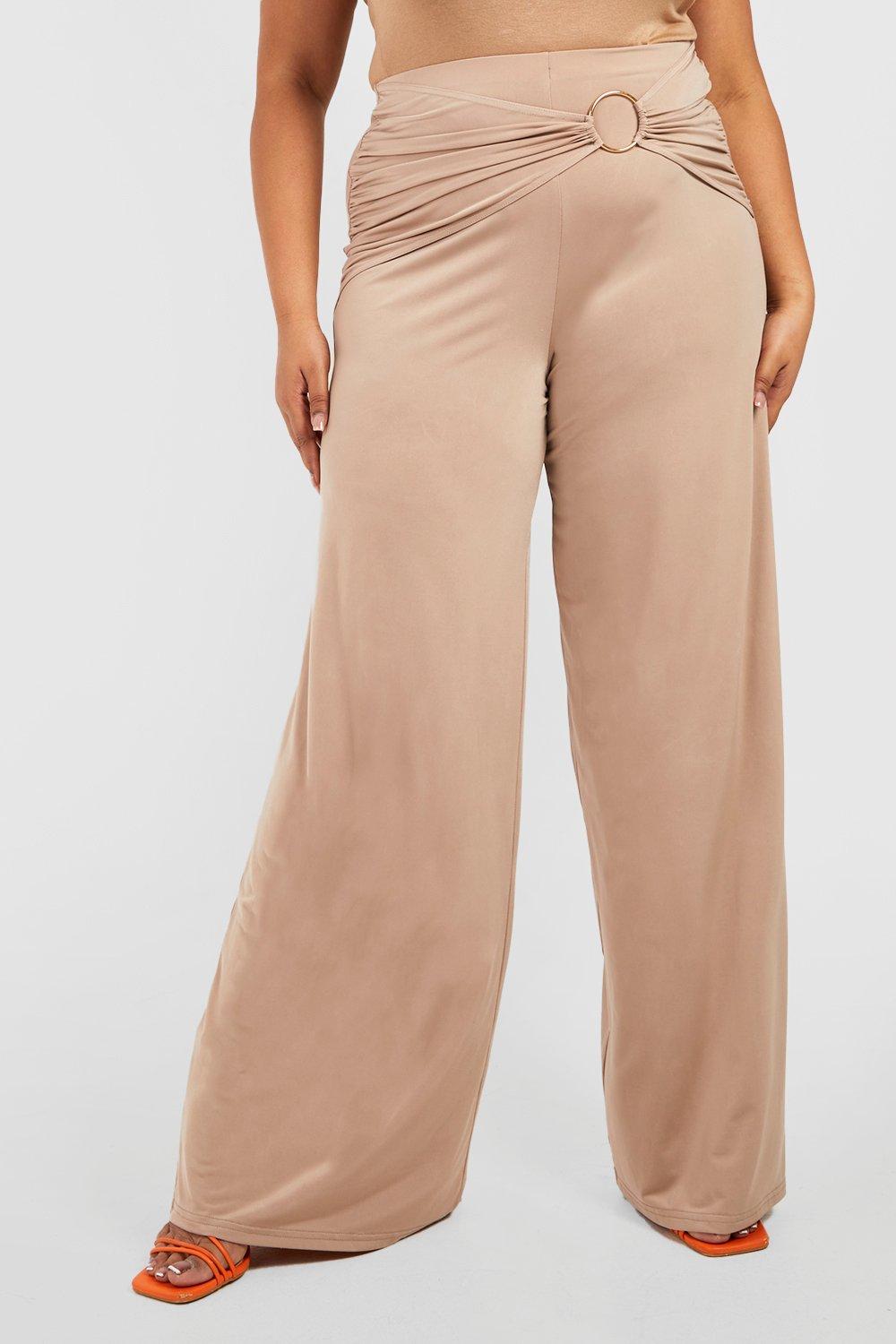 Plus Slinky Ring Detail Wide Leg Pants