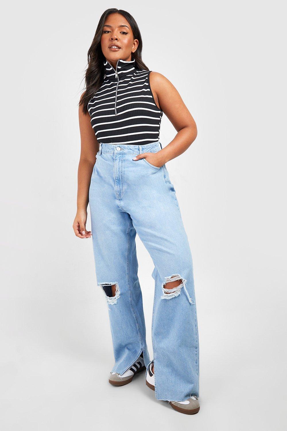 Half striped hot sale jeans