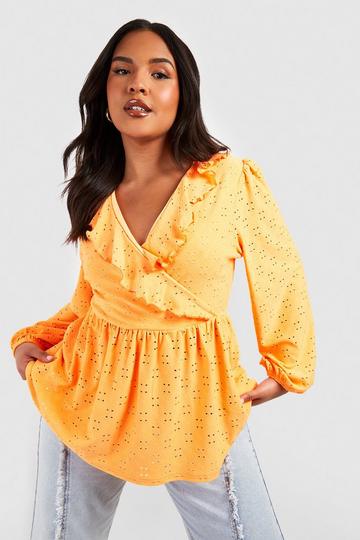 Plus Eyelet Wrap Top orange