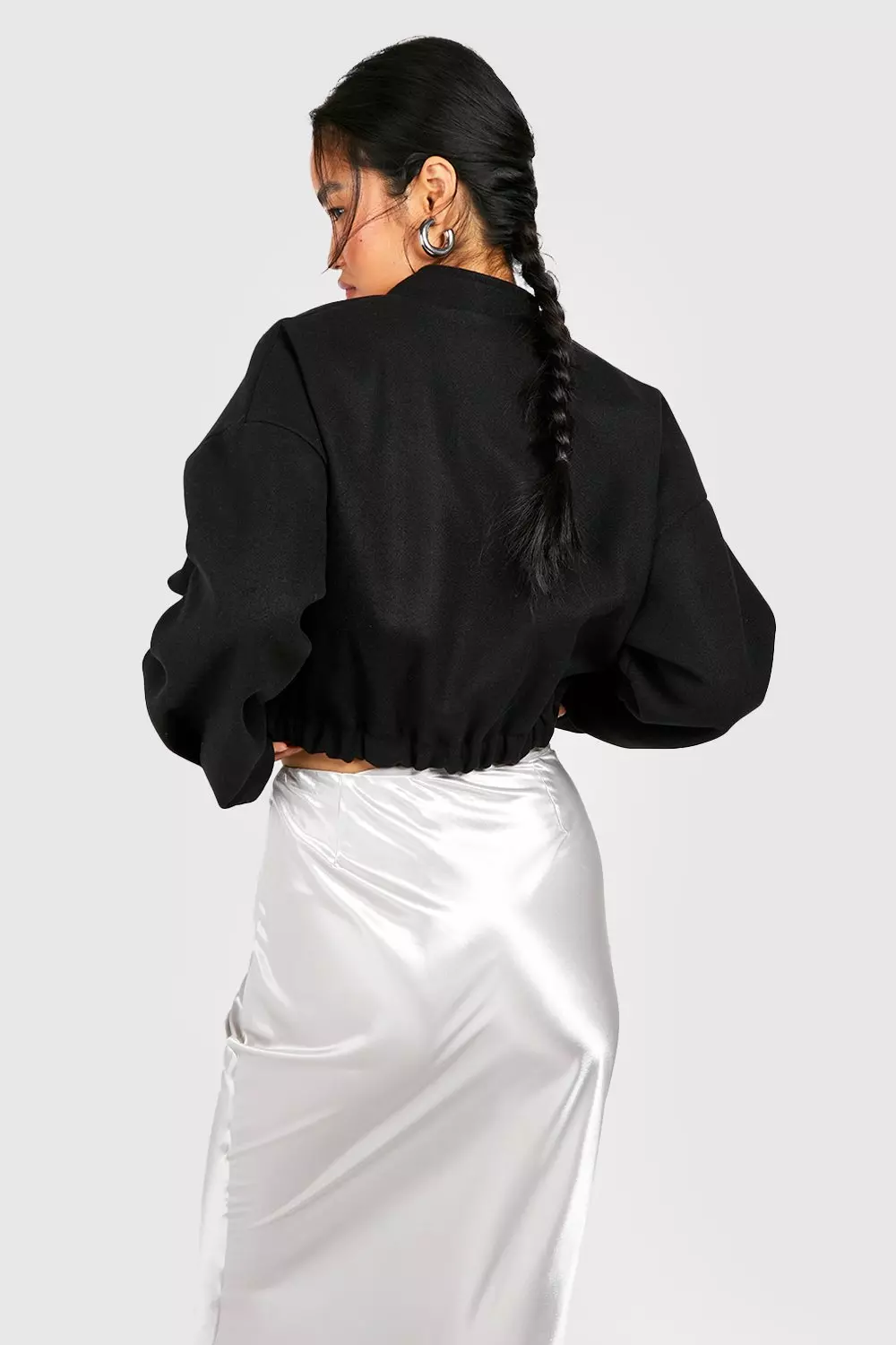 Khaki Wool Look Bomber Jacket  alternative image