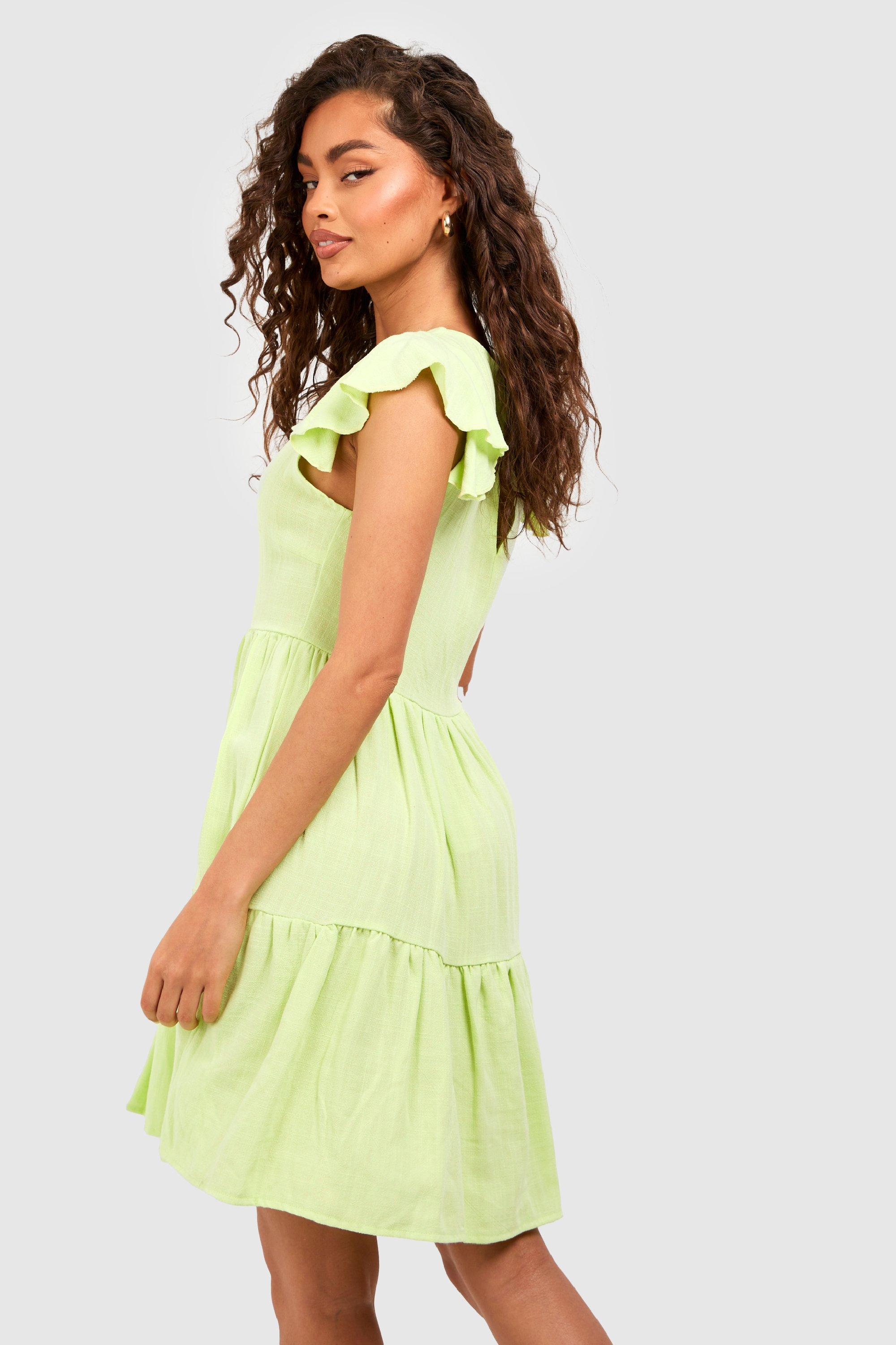 Linen best sale frill dress