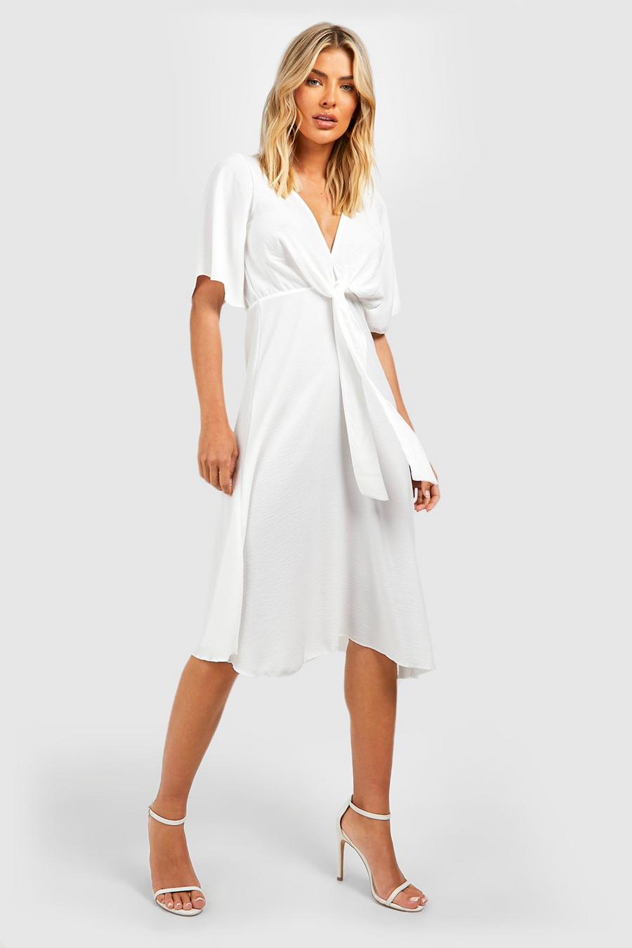 Robe mi-longue en lin, White