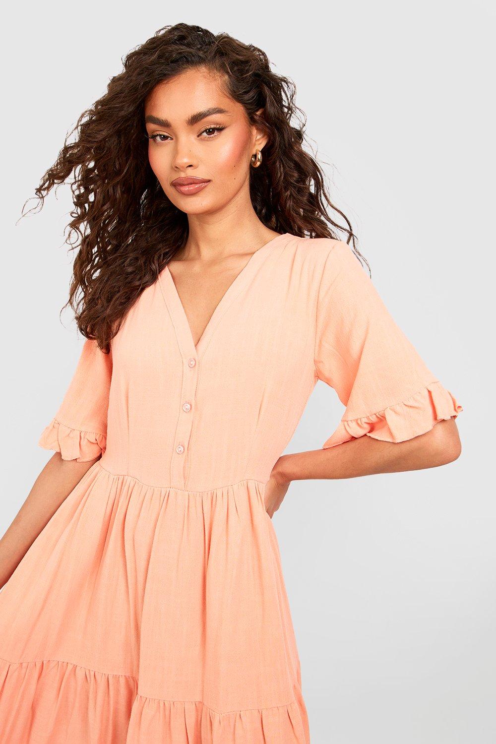 Tiered midi shop smock dress