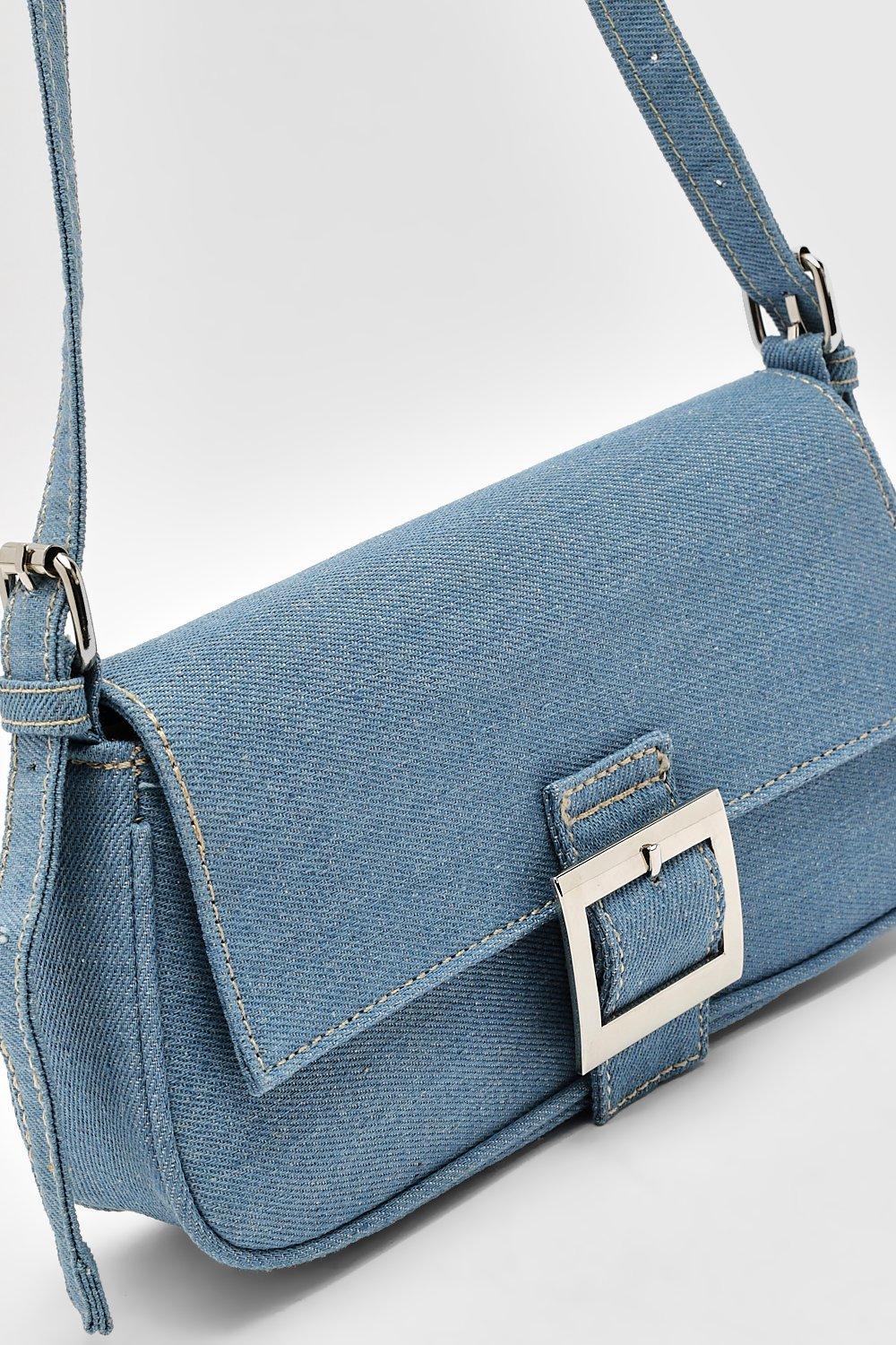 Y2K Denim Baguette Bag, Standart / Dark Grey