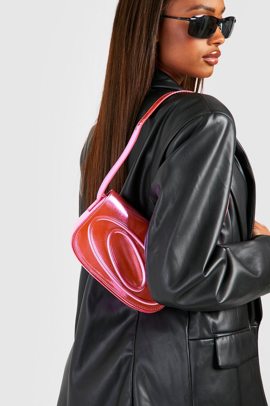 Pink Oval Detail Metallic Shoulder Bag  image number 1
