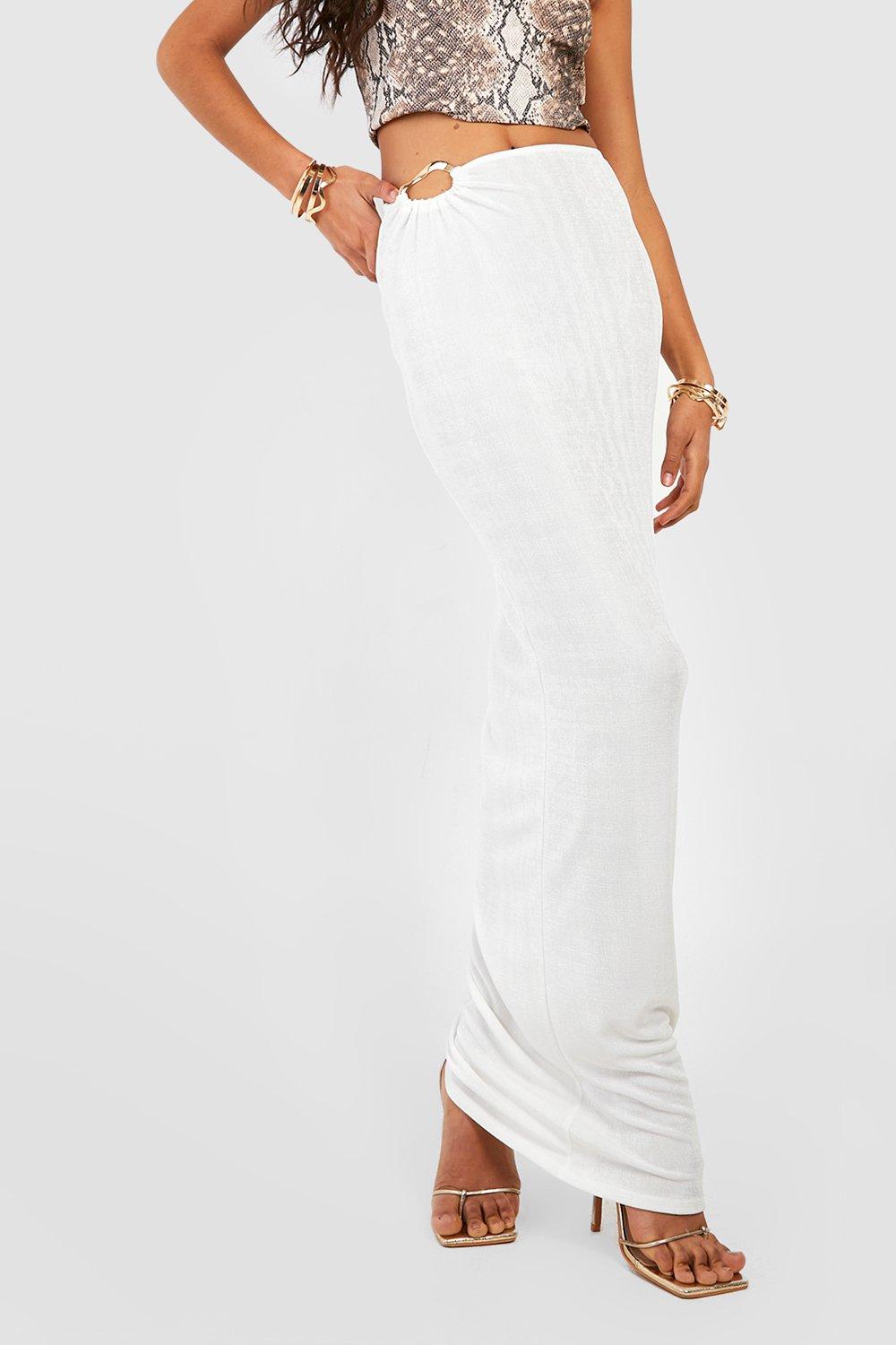 Boohoo white 2024 maxi skirt