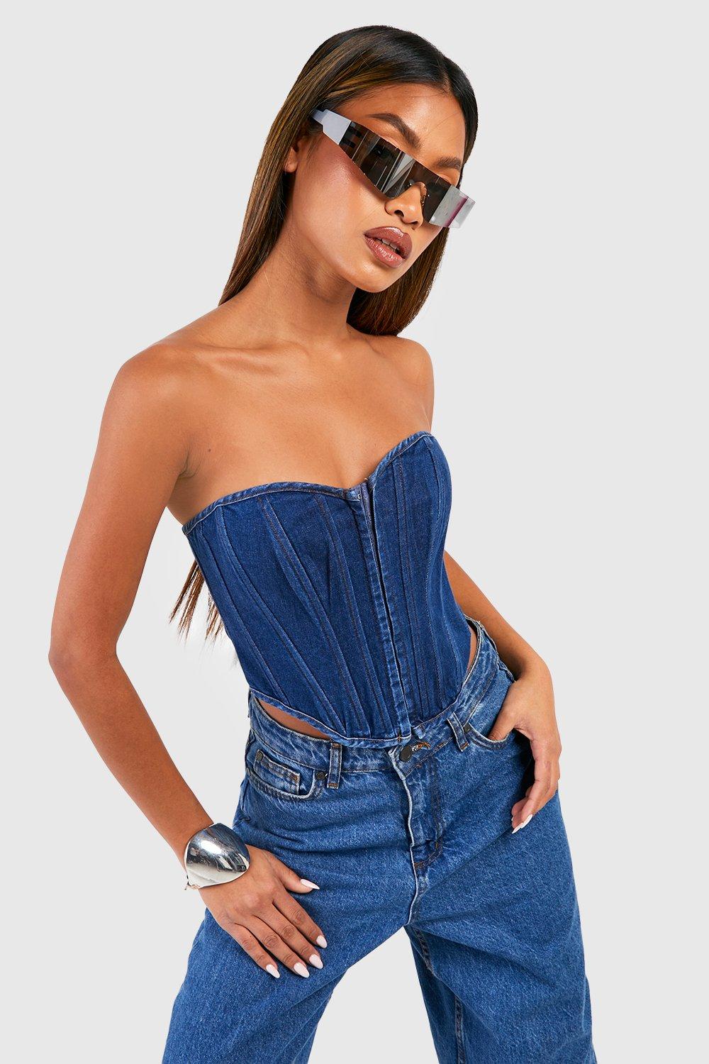 Cotton denim corset