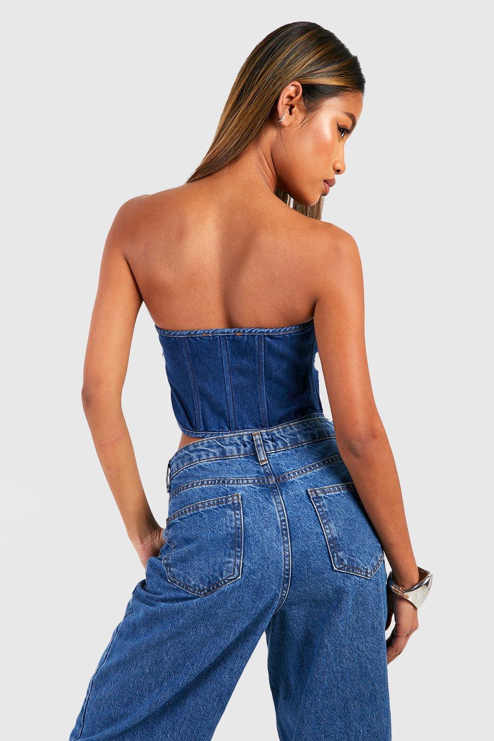 Hook And Eye Bandeau Denim Corset