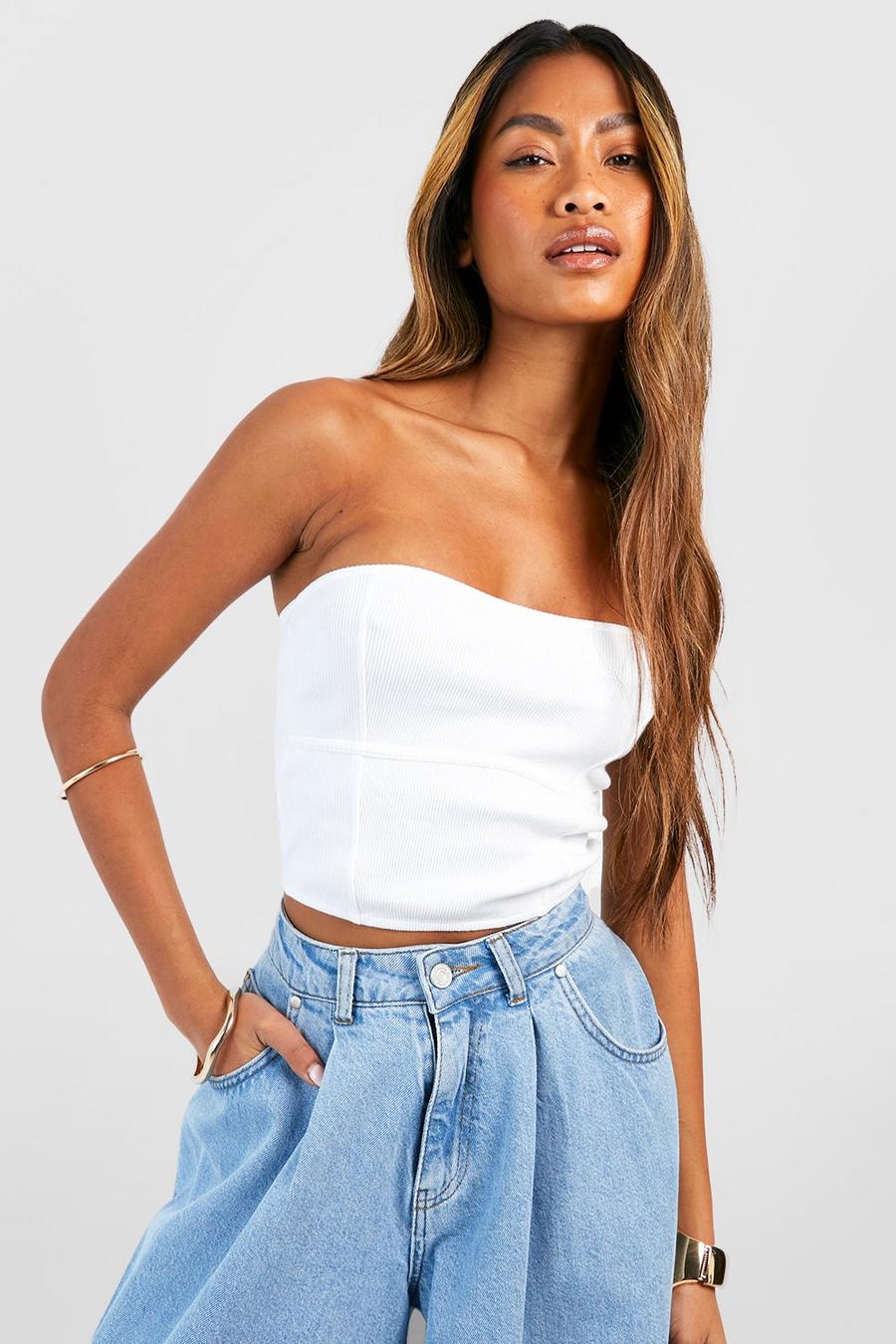 White Crop Top Tube Top Strapless Bandeau Tight Fitting Sexy Top