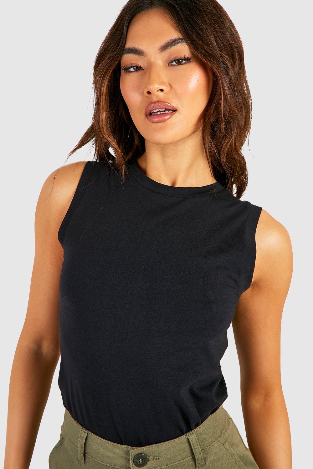 Women's Black High Neck Tank Top