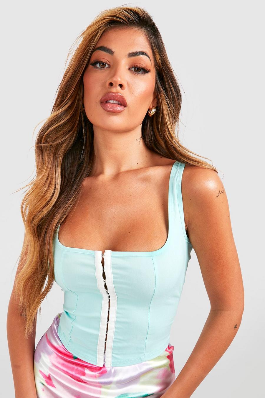 Mint Hook And Eye Corset Top  image number 1