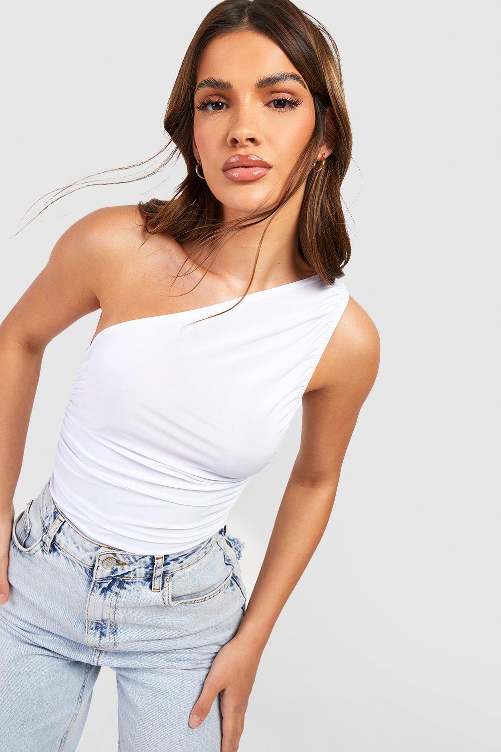 One shoulder best sale top boohoo