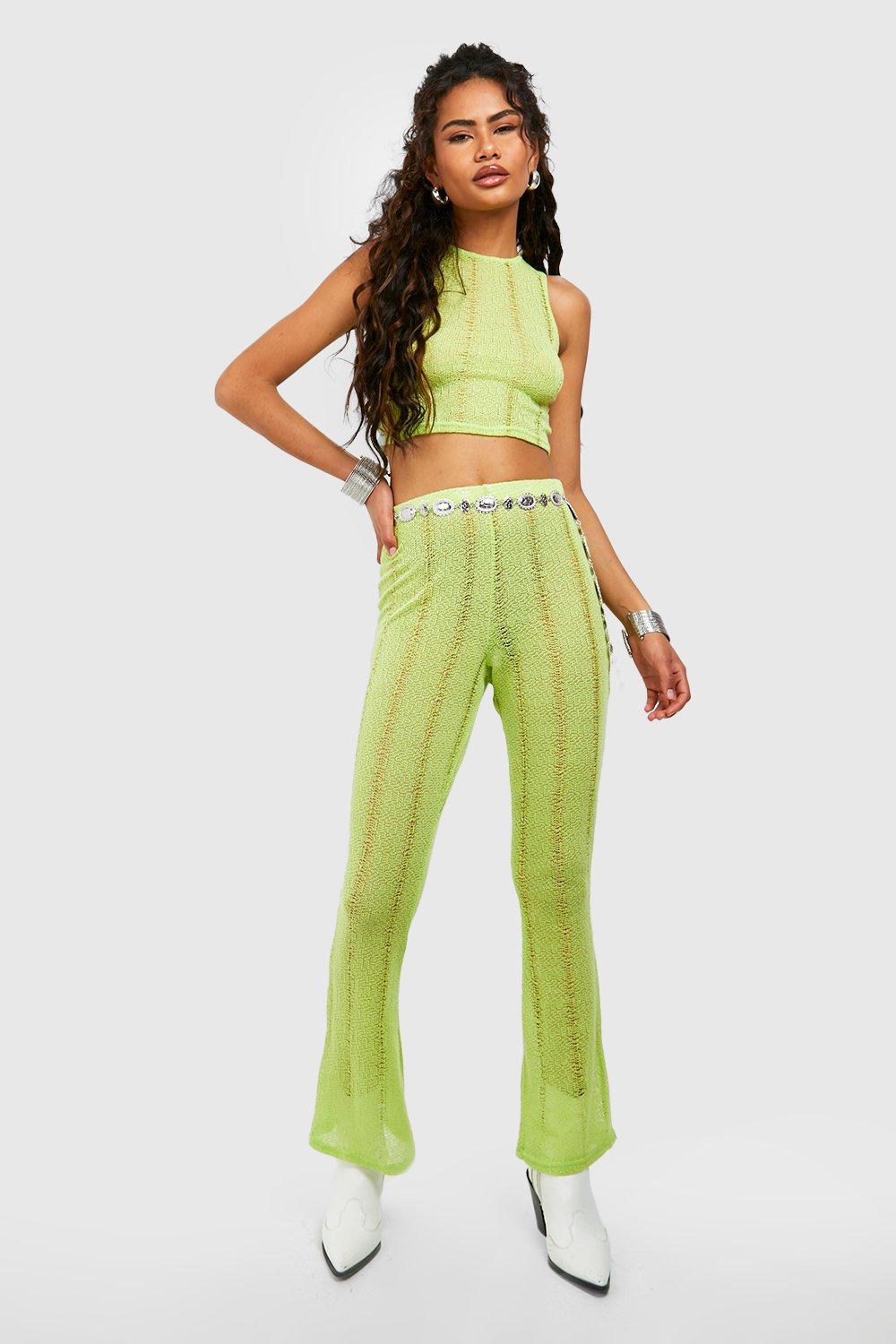 Lime Distressed Sleeveless Racer Crop Top