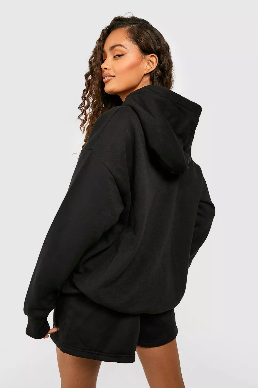 Black Dsgn Studio Text Print Slogan Hooded Short Tracksuit alternative image