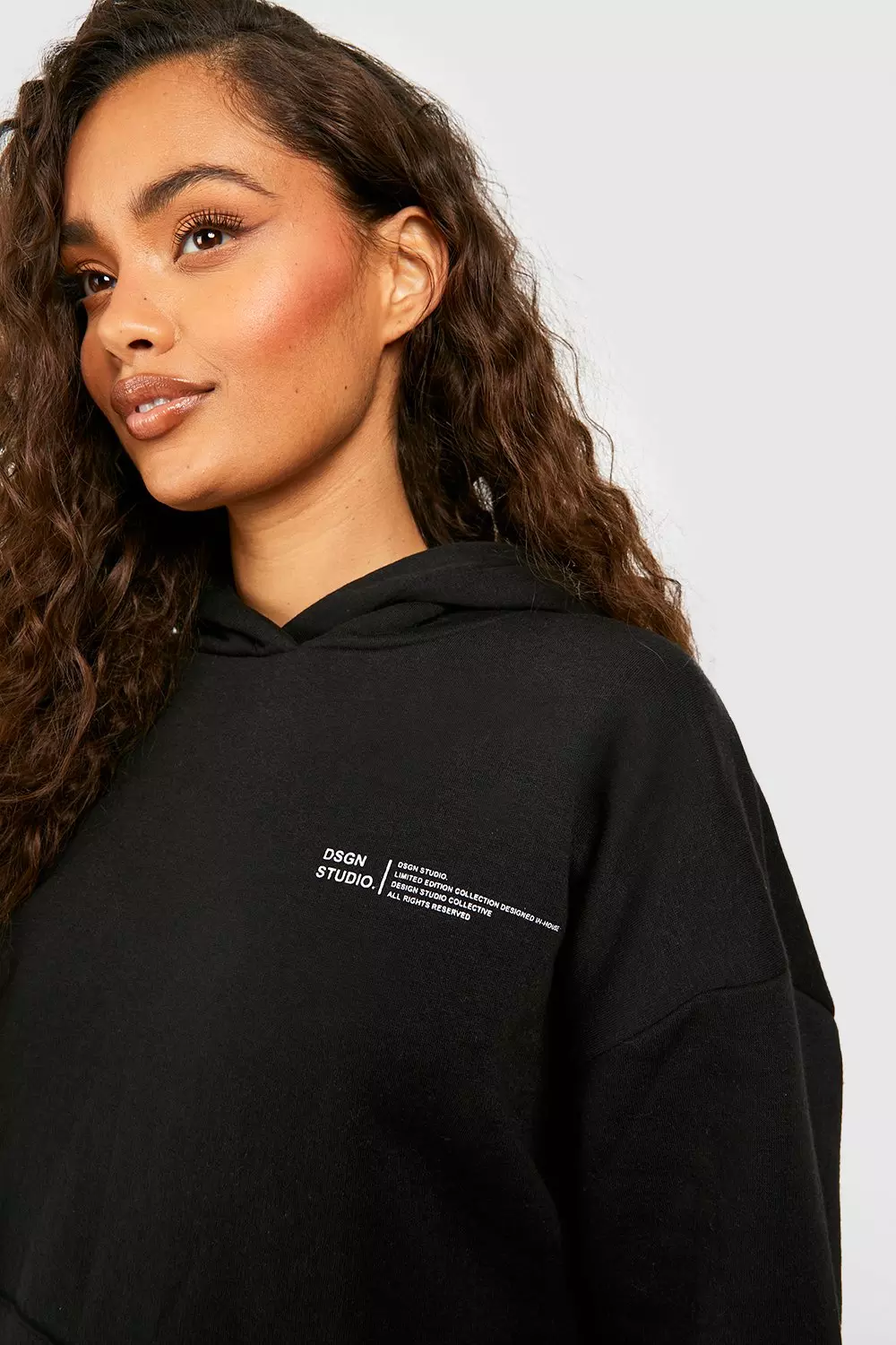 Black Dsgn Studio Text Print Slogan Hooded Short Tracksuit alternative image
