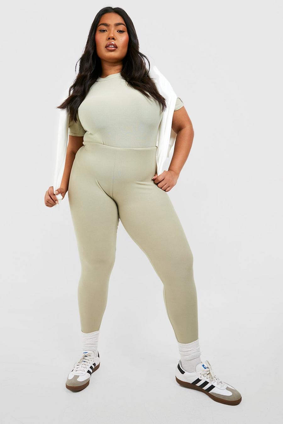 Sage green Plus Soft Touch Basic Leggings image number 1