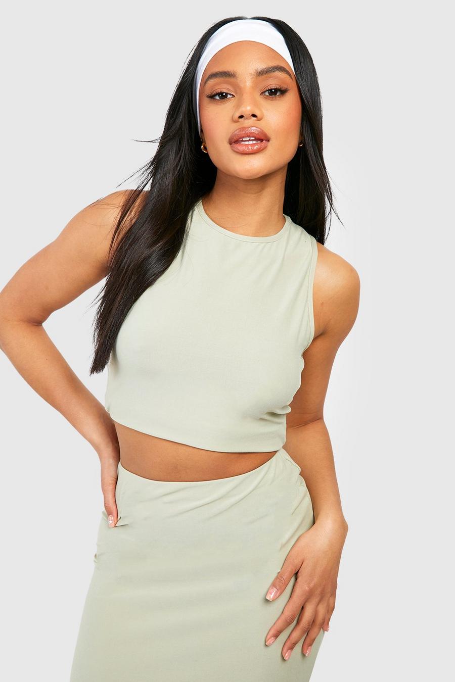 Sage Soft Touch Racer Crop Top image number 1
