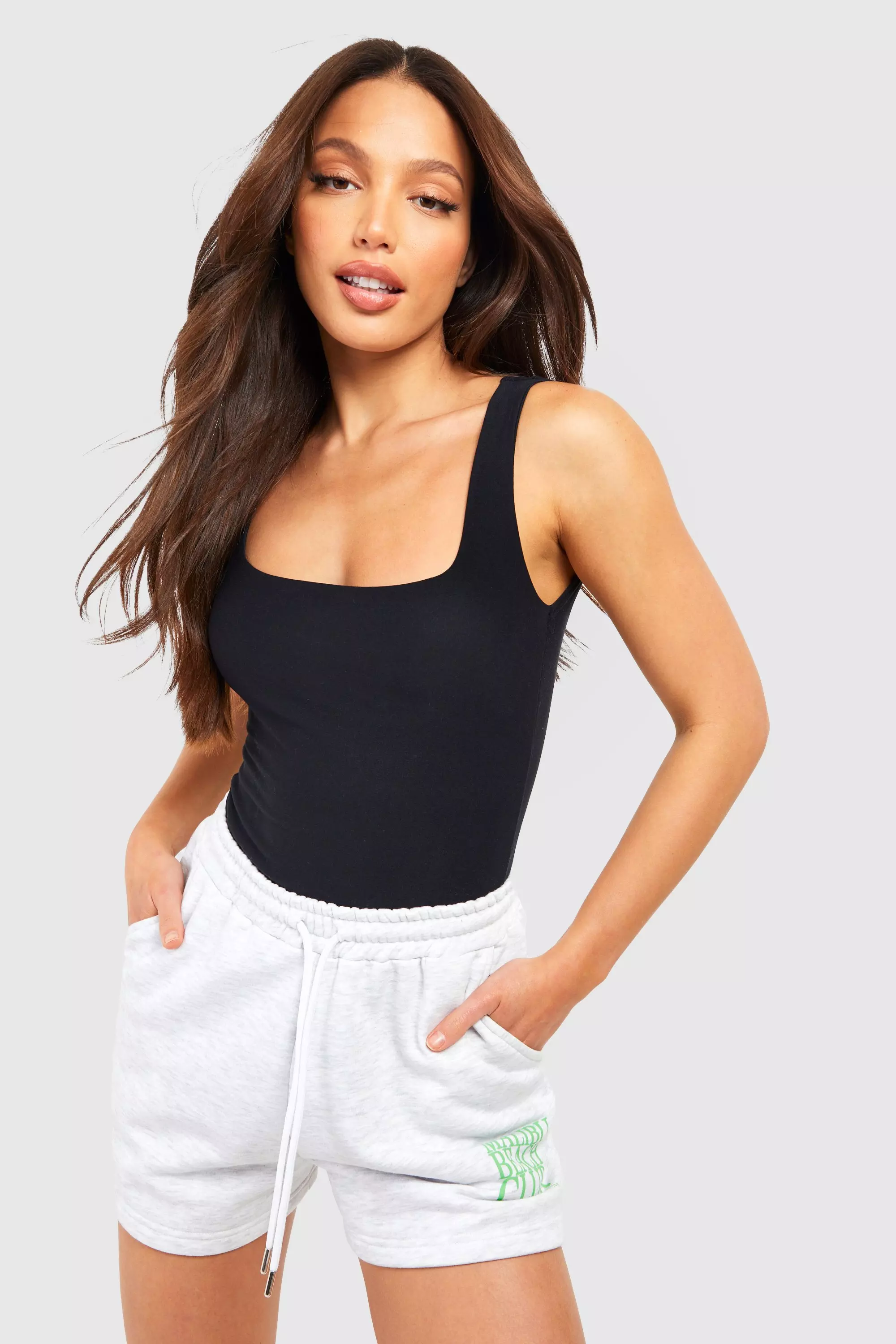 Black Tall Soft Touch Square Neck Bodysuit صورة بديلة