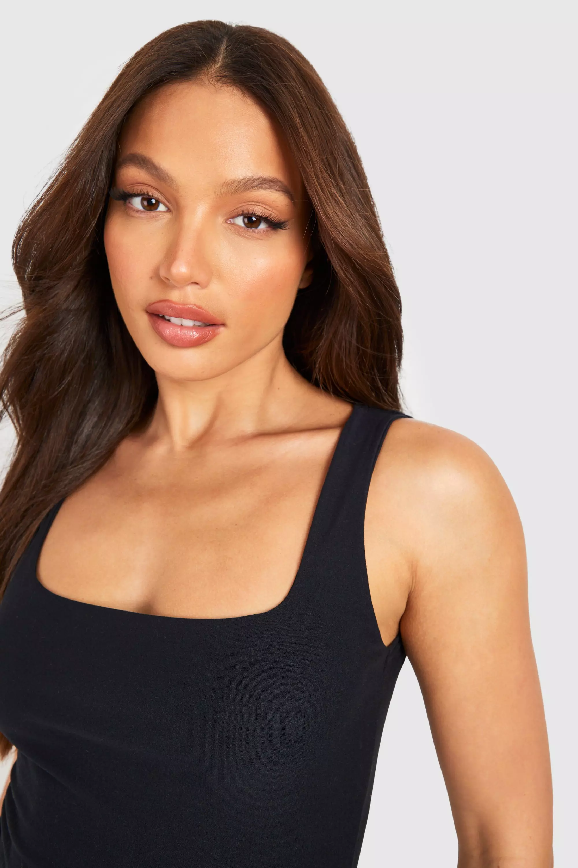 Black Tall Soft Touch Square Neck Bodysuit صورة بديلة