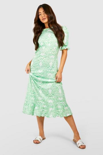 Green Floral Midi Dress