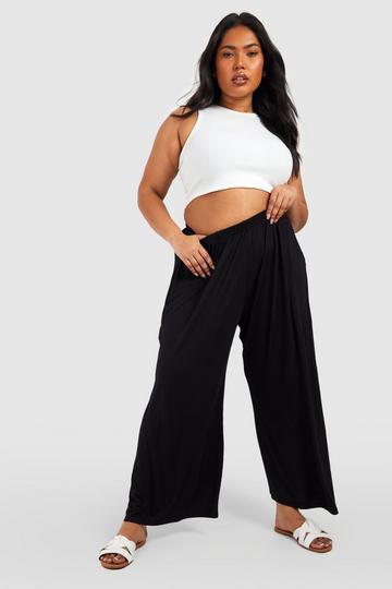 Plus Jersey Knit Culotte Pants black