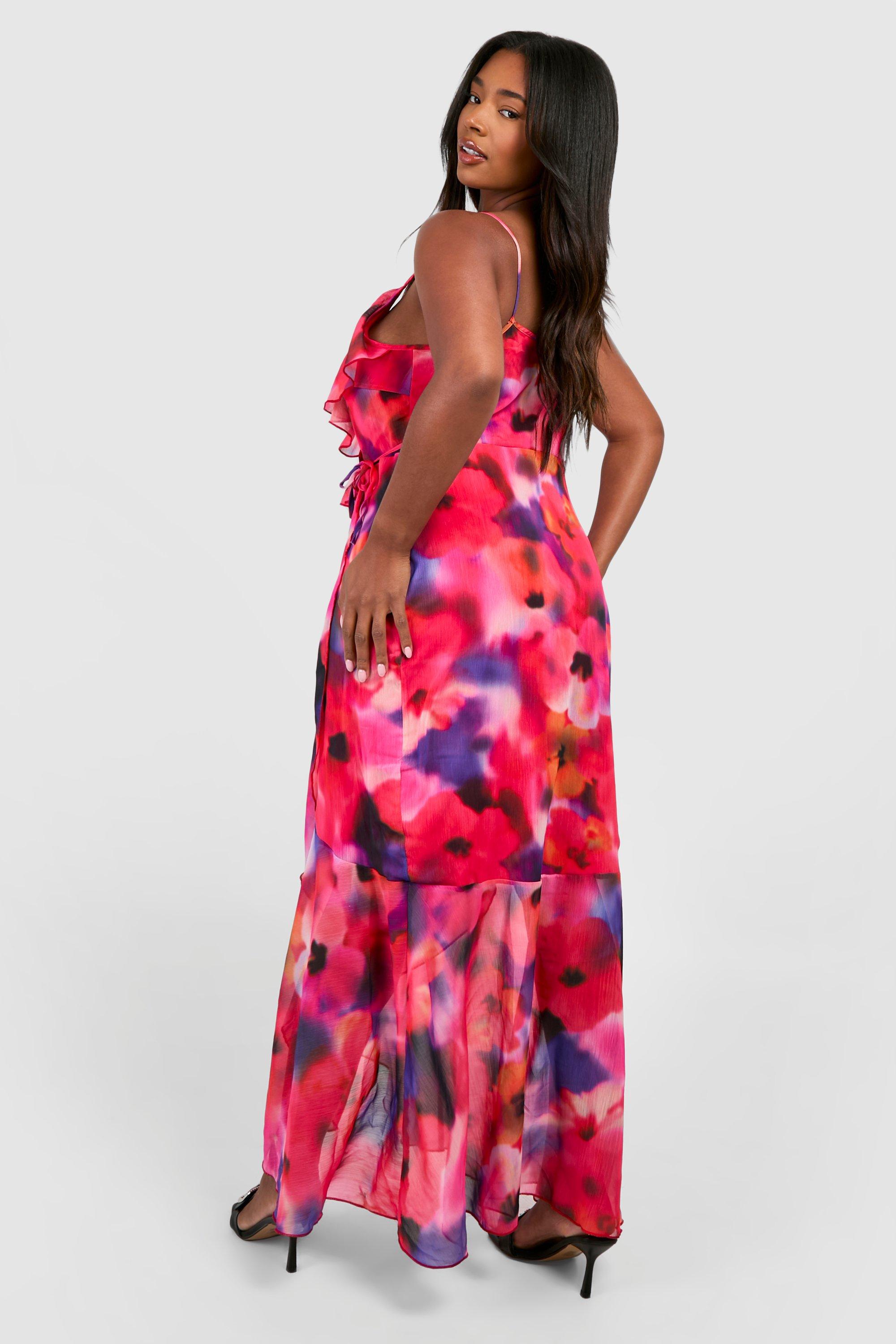 Plus Floral Cold Shoulder Ruffle Maxi Dress boohoo IE