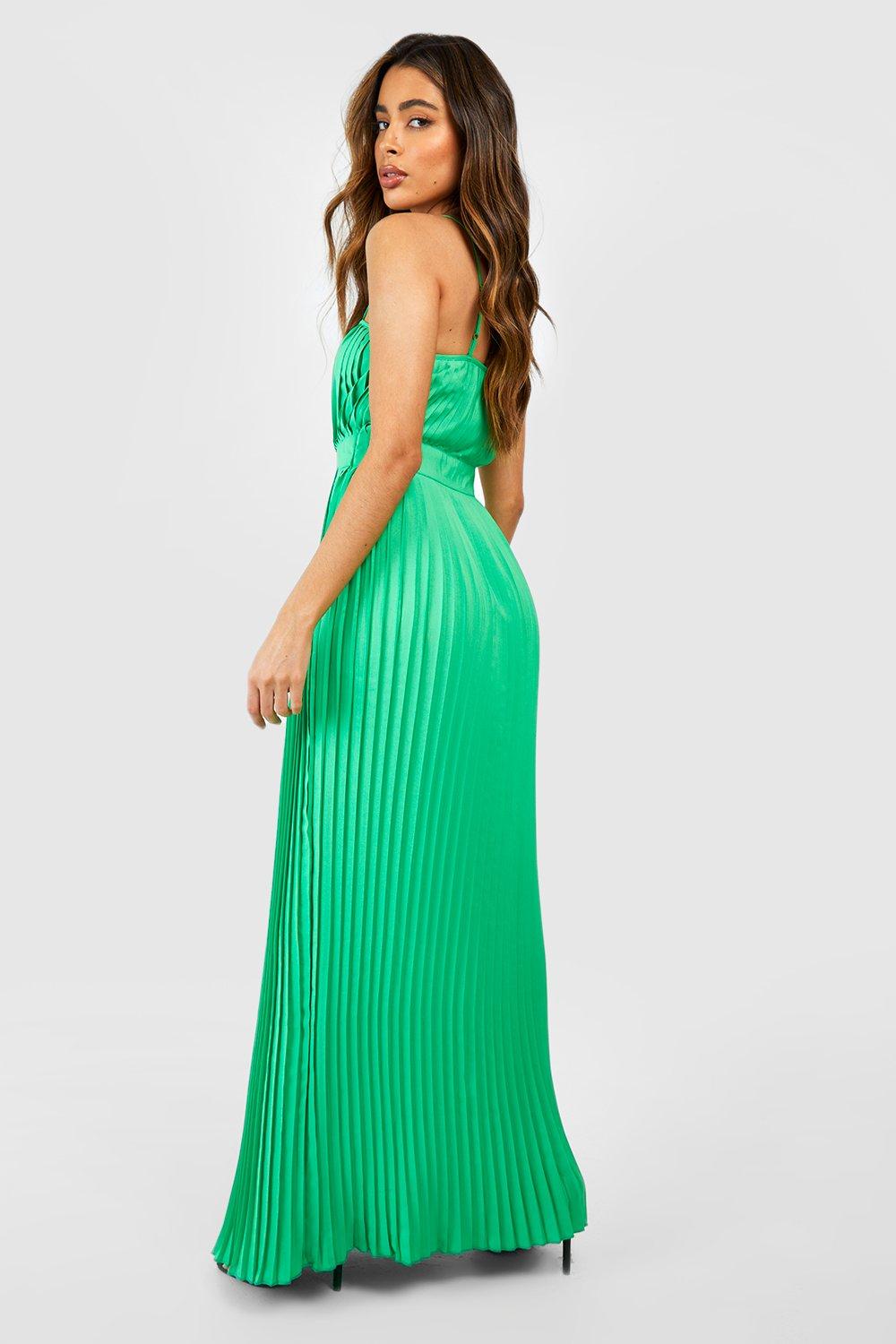 Green Pleated Dresses