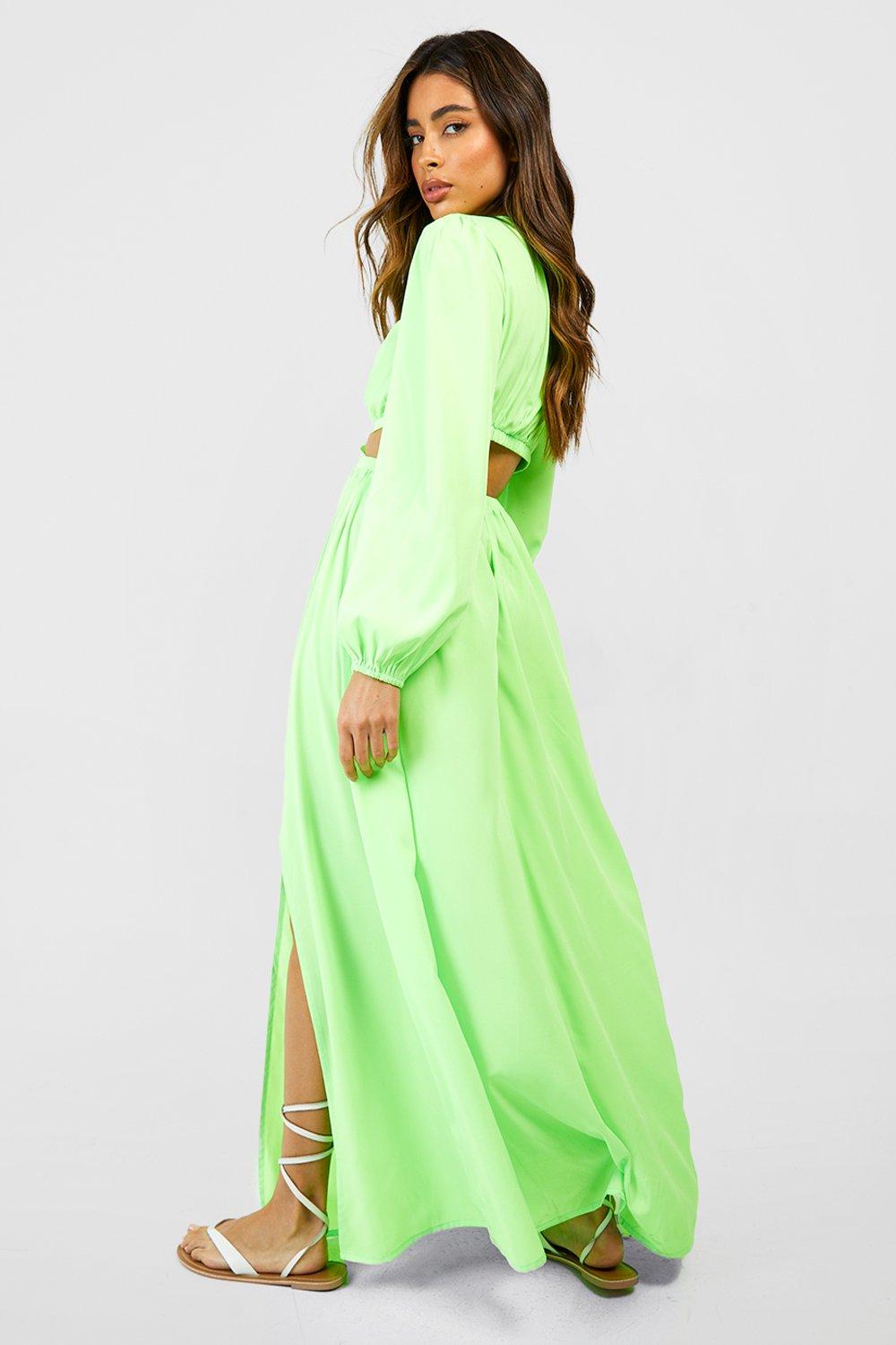 Plunge Cut Out Waist Maxi Dress