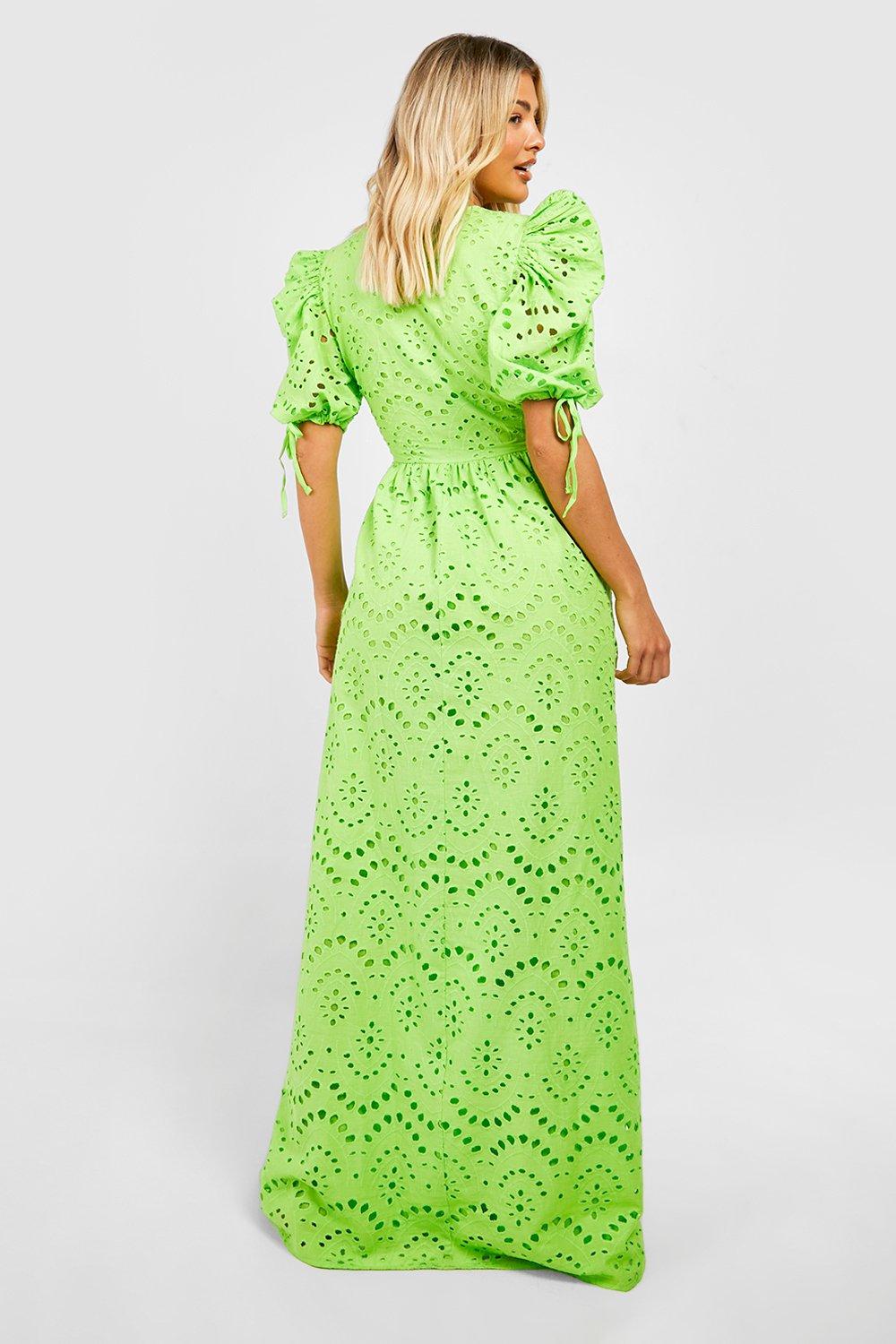 Boohoo green lace outlet dress