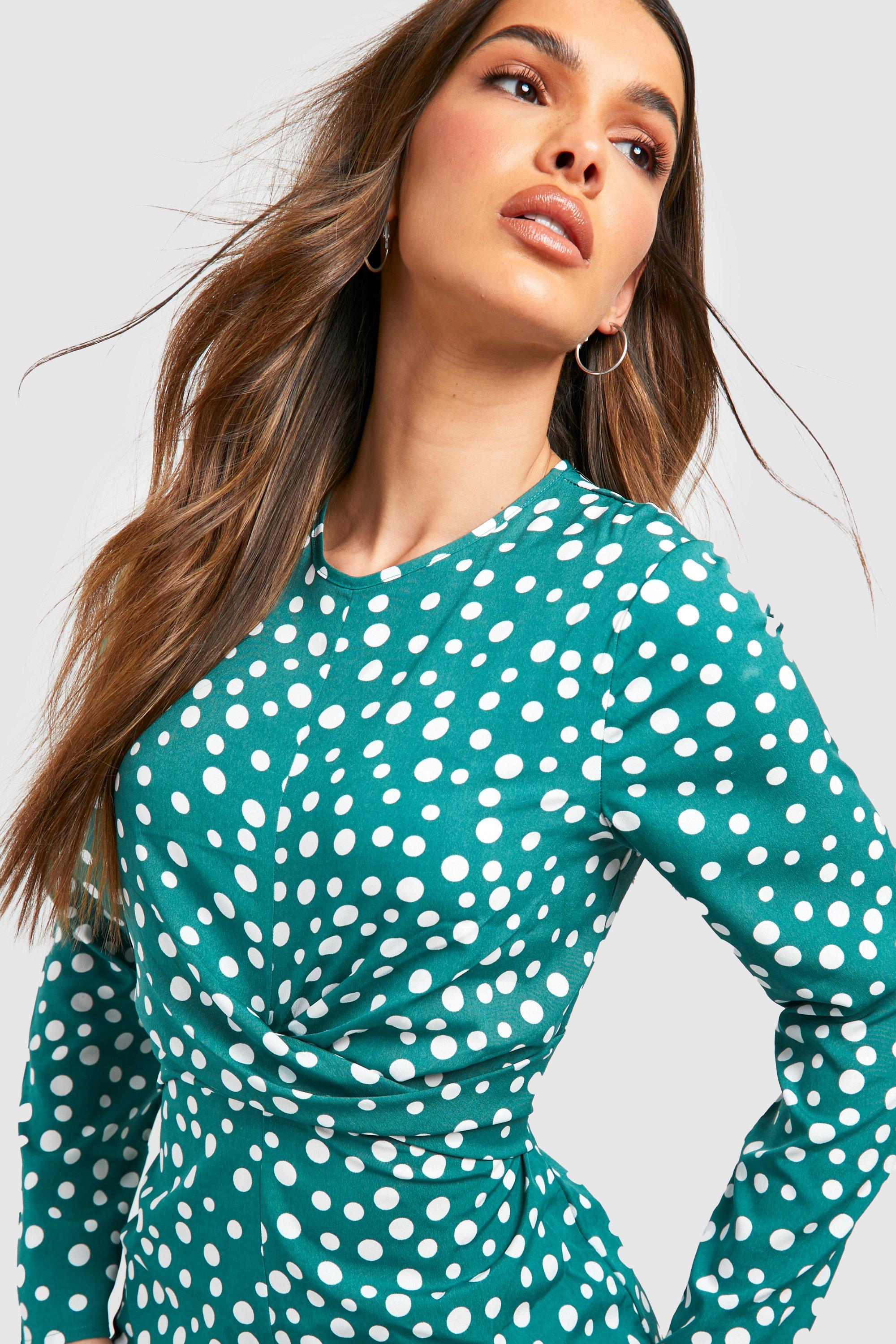 Boohoo green polka store dot jumpsuit