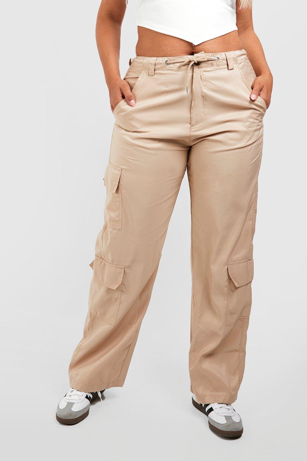 Stone High Waisted Straight Leg Cargo Pants | SilkFred US