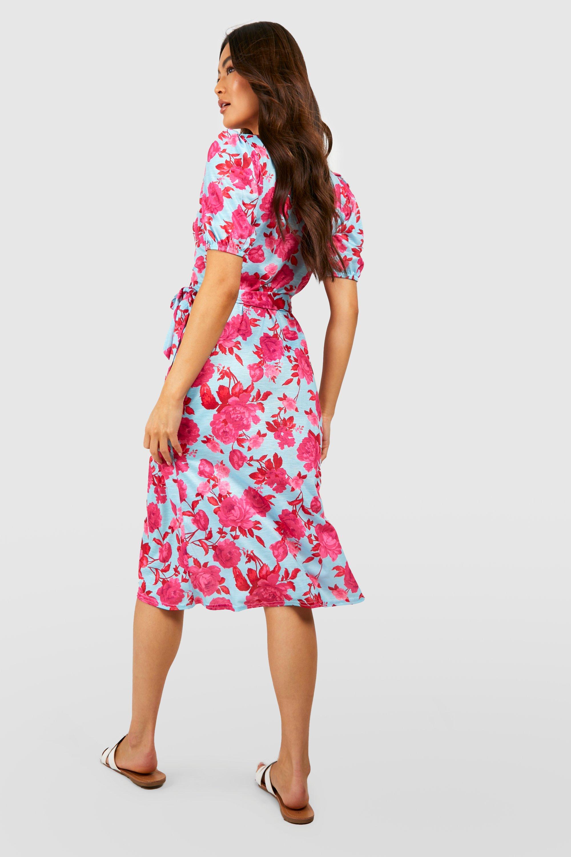 Boohoo pink cheap wrap dress