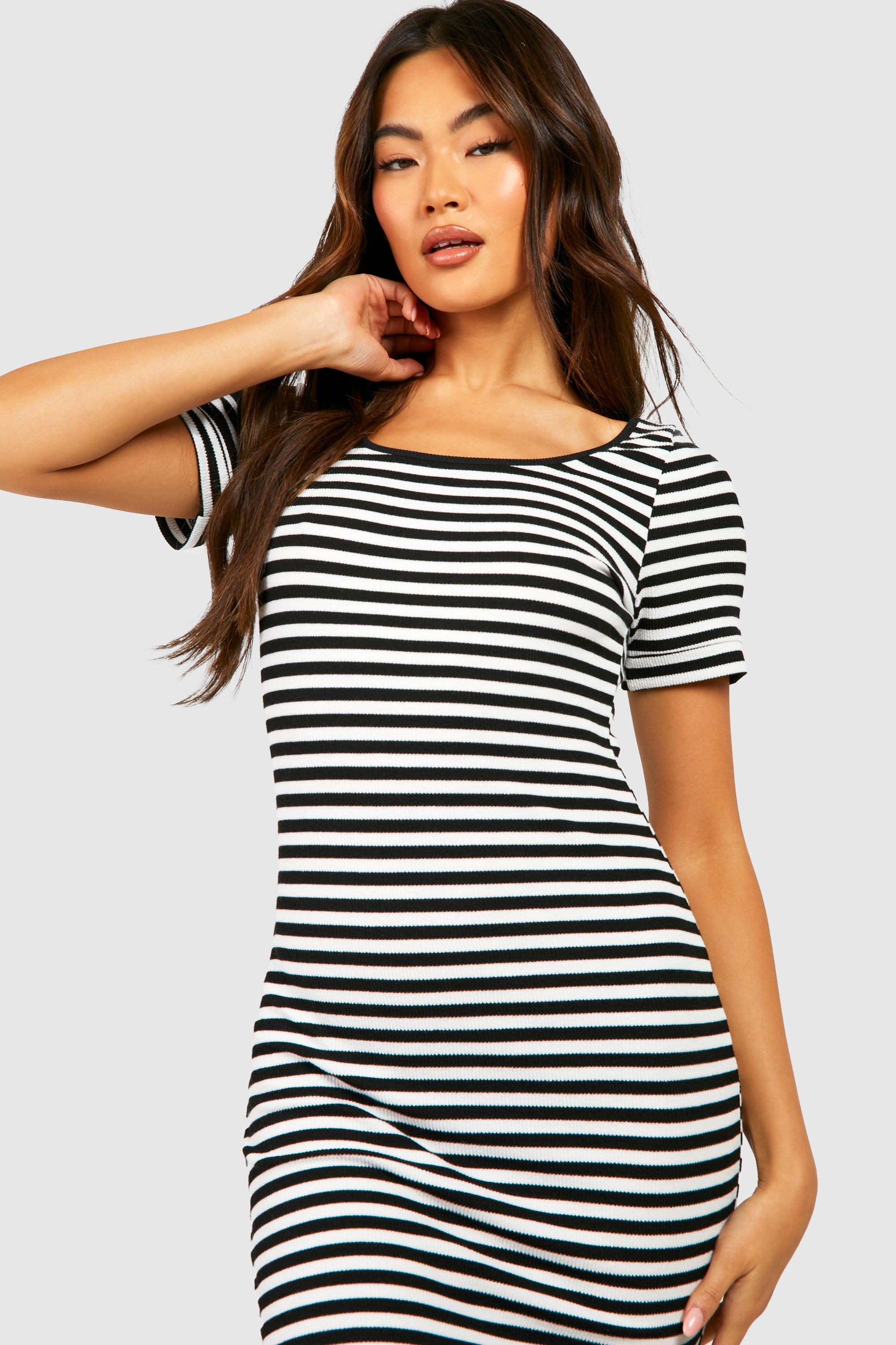 Stripe short cheap sleeve dress