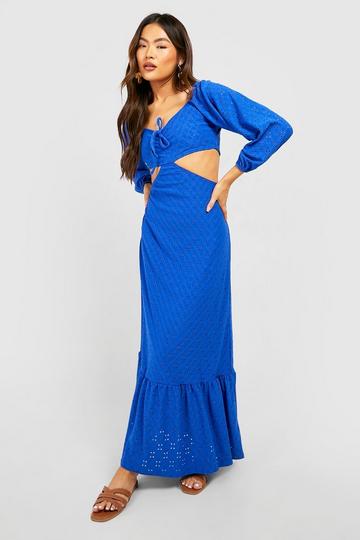 Soft Broderie Cut Out Maxi Dress cobalt