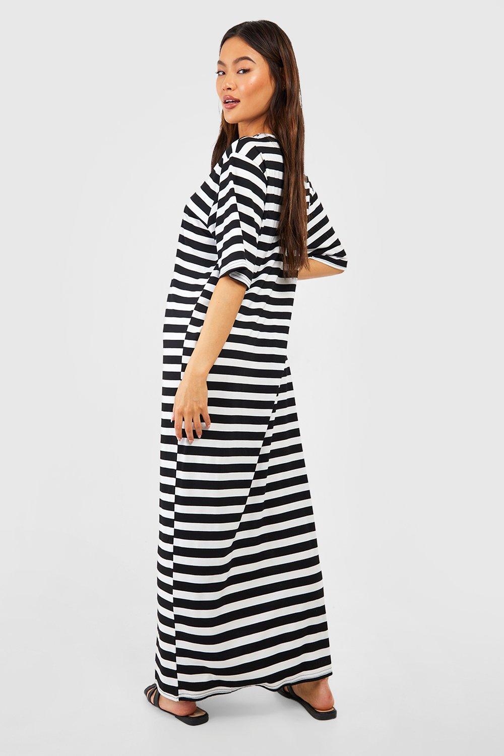 boohoo Oversized Stripe T-Shirt Dress - Purple - Size 6