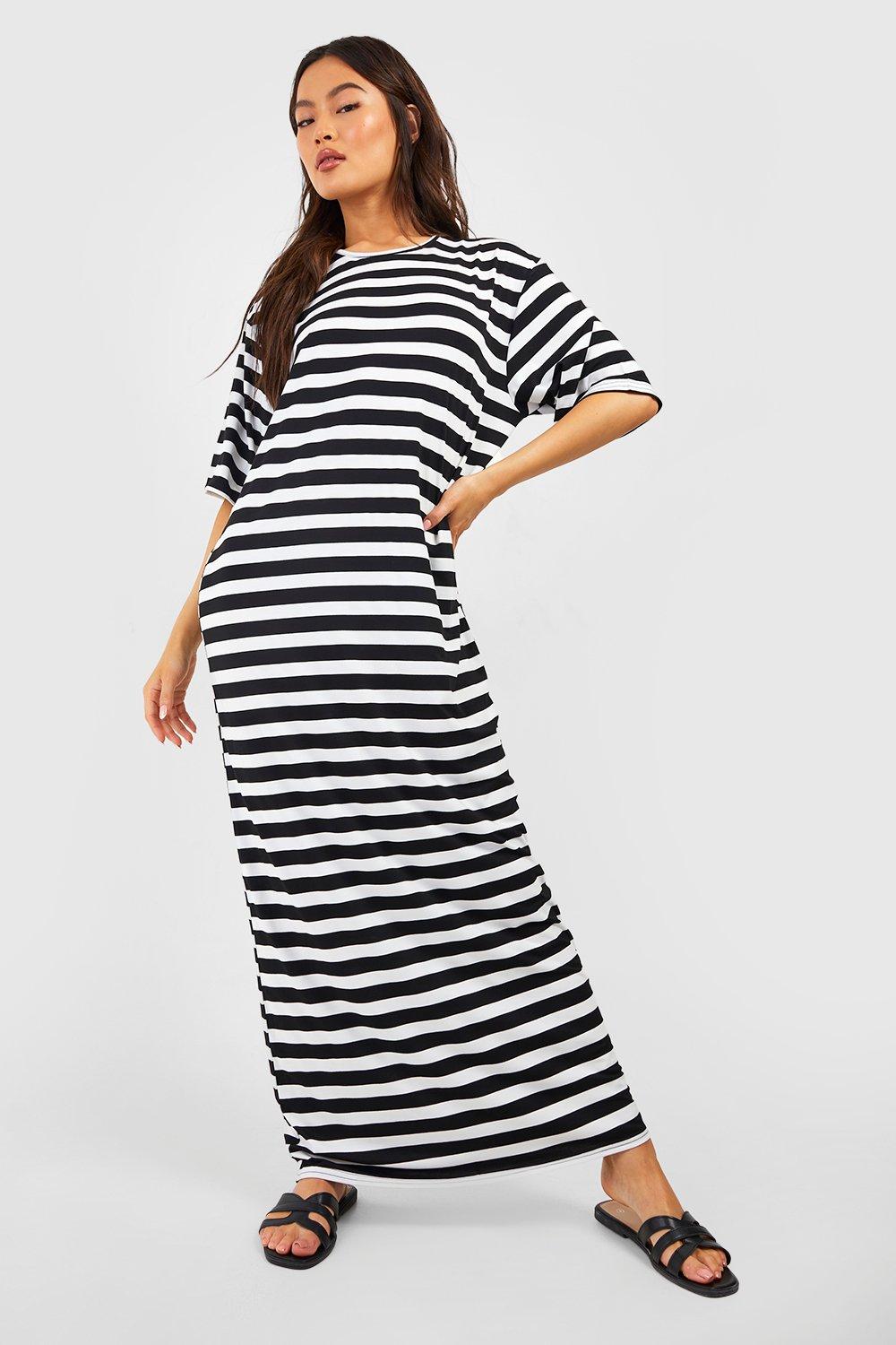 Black and white outlet striped dress uk