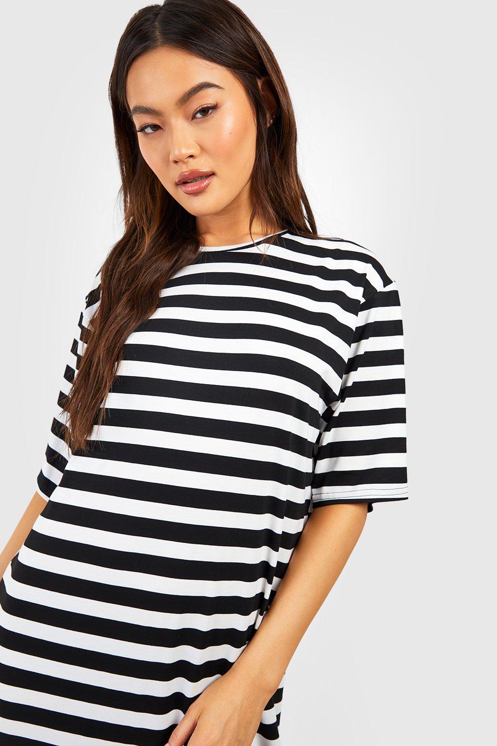 Black and white striped dress clearance uk