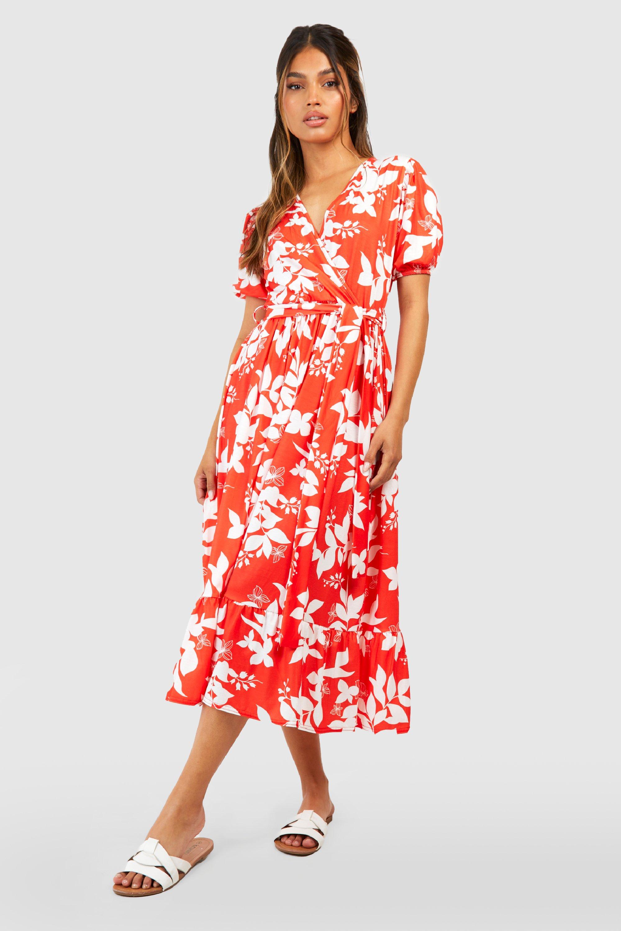 Boohoo wrap outlet midi dress