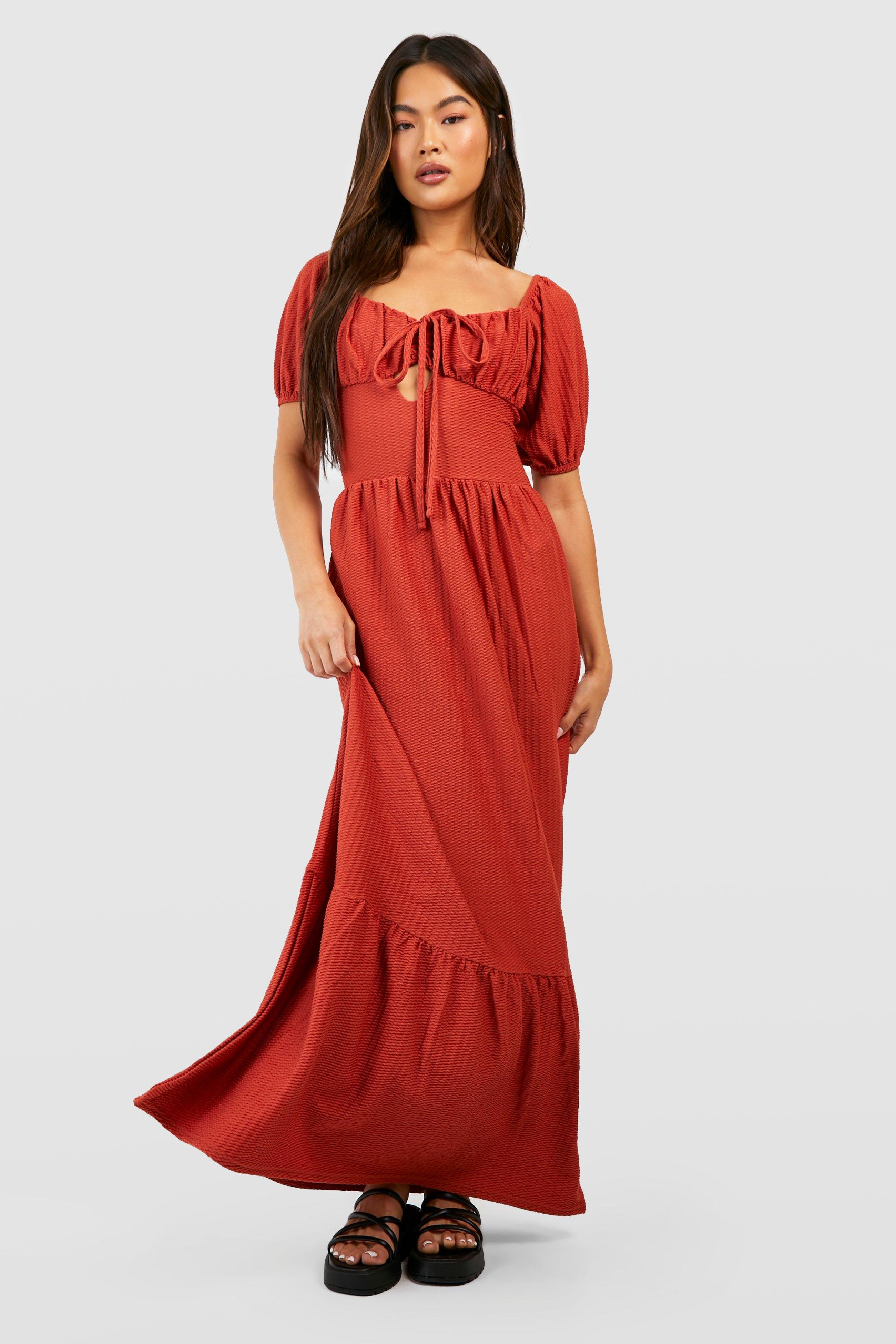 Boohoo terracotta dress cheap