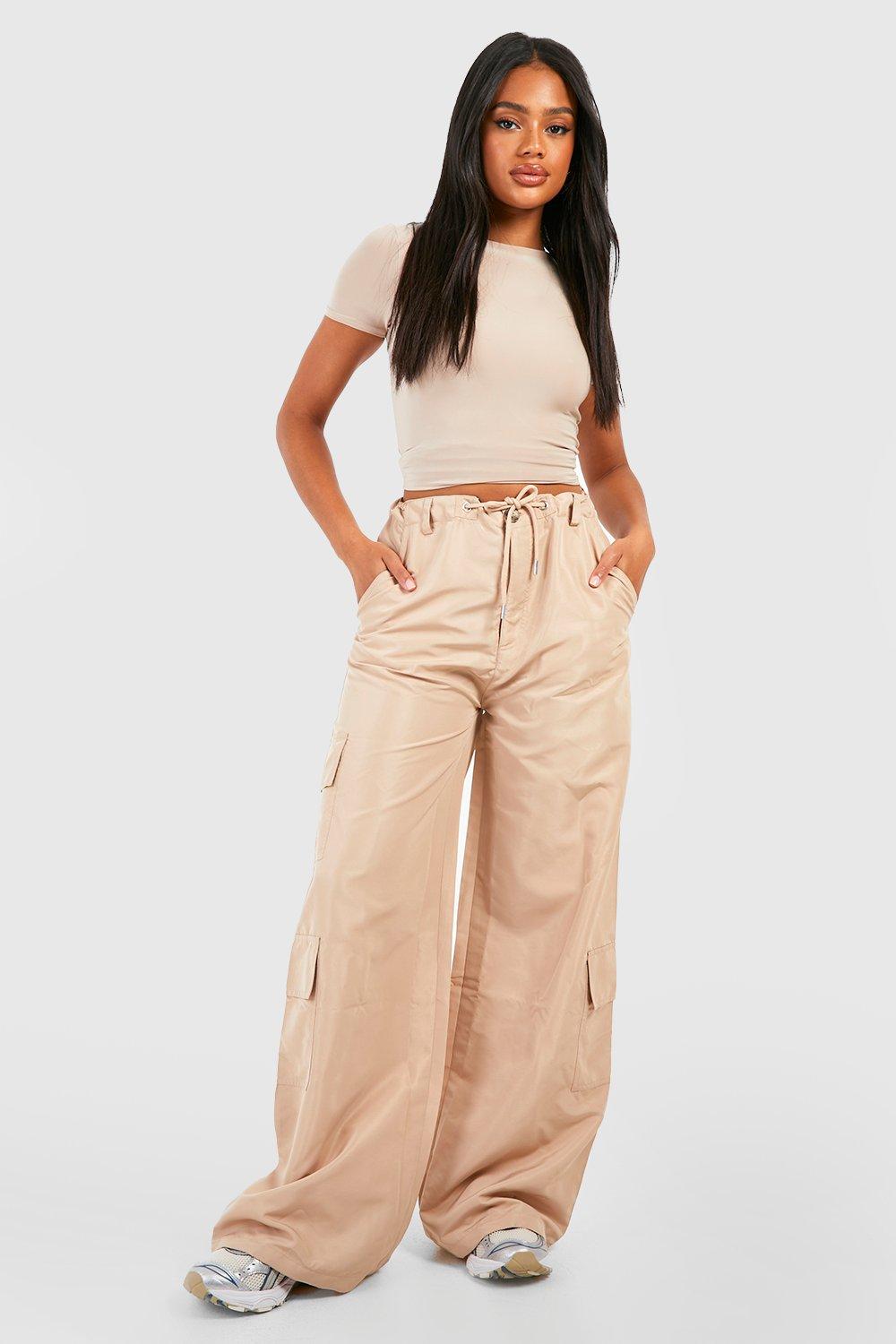 Stone High Waisted Straight Leg Cargo Pants | SilkFred US